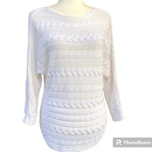 Ralph Lauren White Cable Knit Scoop Sweater